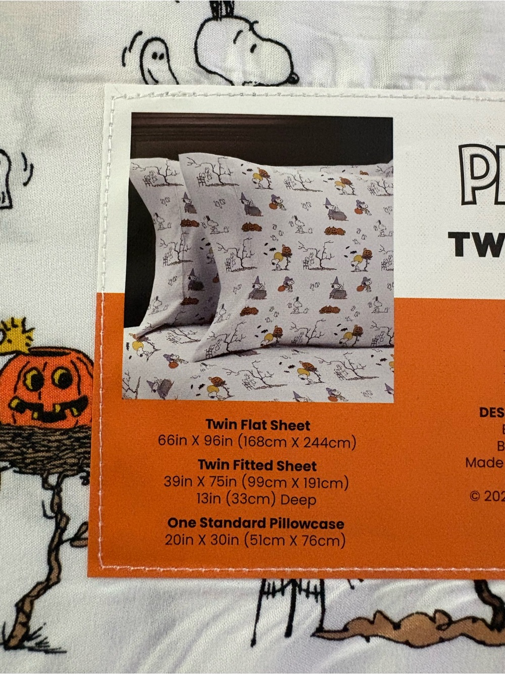 Peanuts Snoopy Halloween 3PC Twin Sheet Set- Witch, Pumpkin, Ghost - Picture 5 of 5